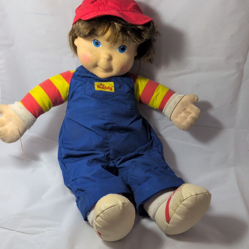 Vintage 1980s My Buddy Doll Hasbro Playskool Brown Hair Blue Eyes - With Hat...